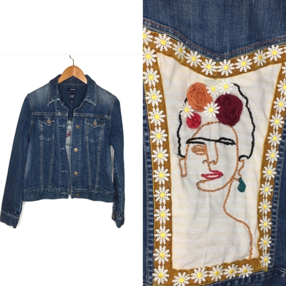 Embroidered Frida Khalid Custom Denim Jacket